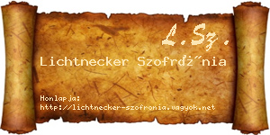 Lichtnecker Szofrónia névjegykártya